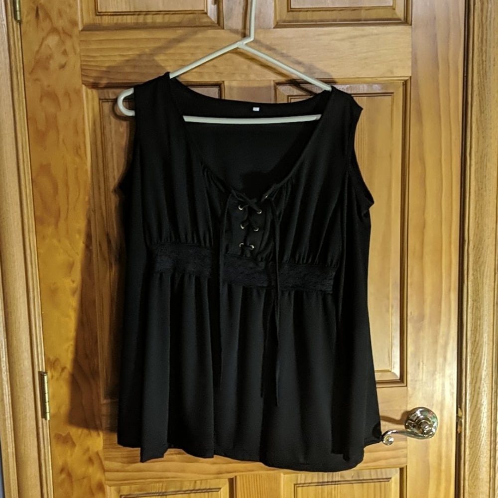 Black lace up cold shoulder